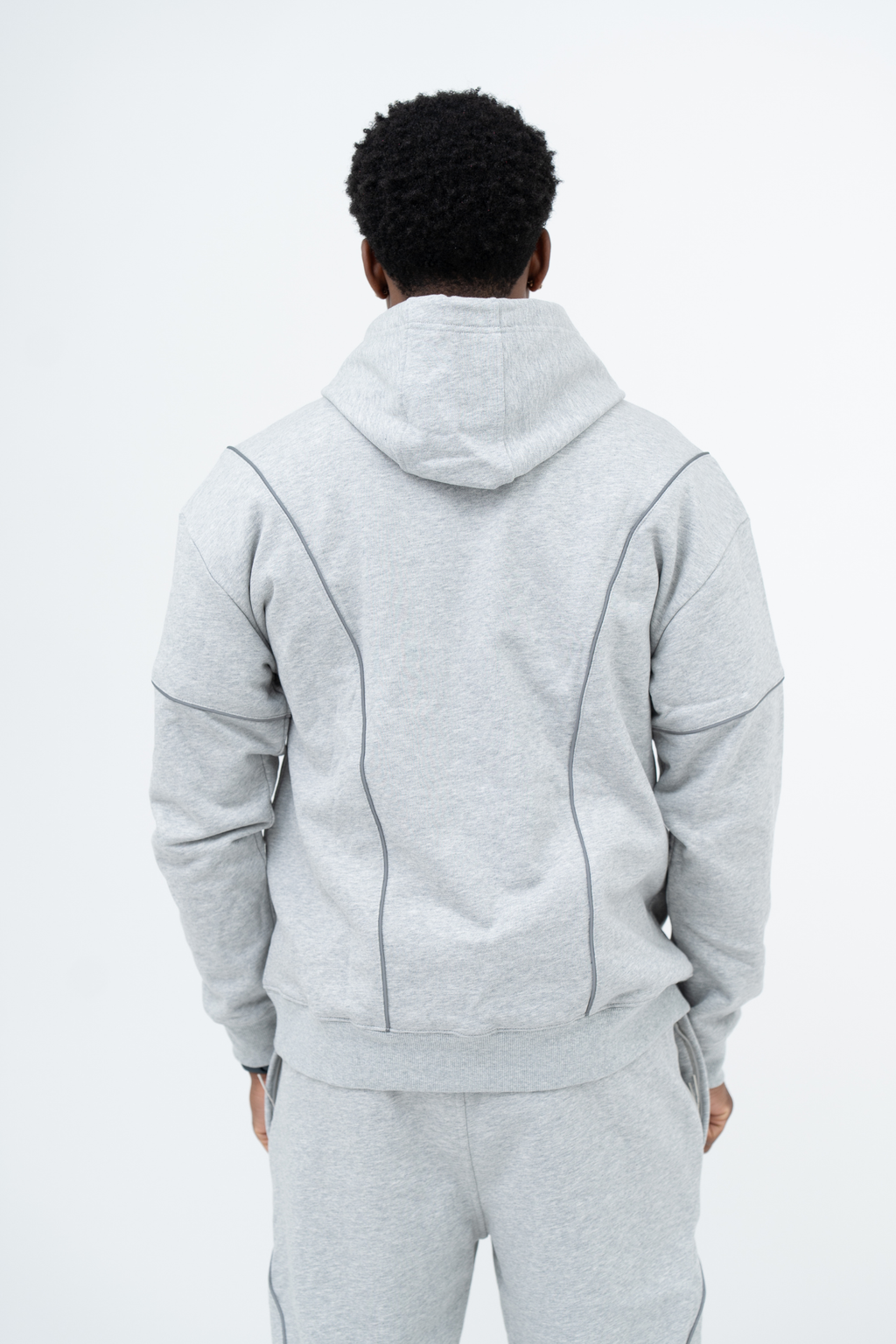 Reflective Piping Hoodie - Grey