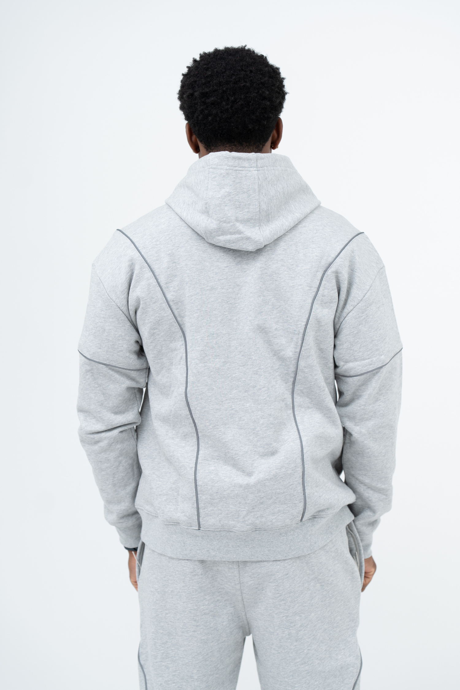 Reflective Piping Hoodie - Grey