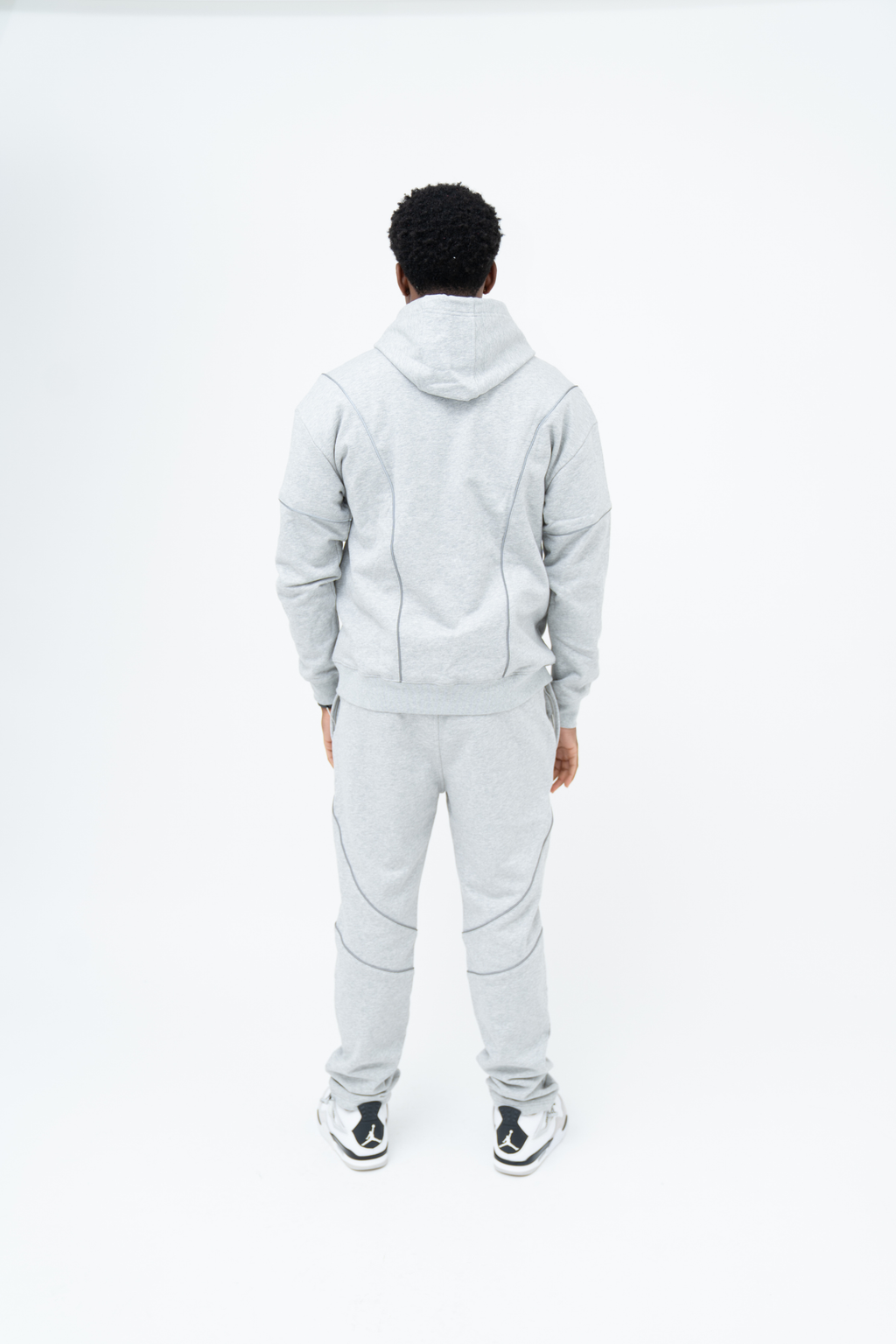 Reflective Piping Hoodie - Grey