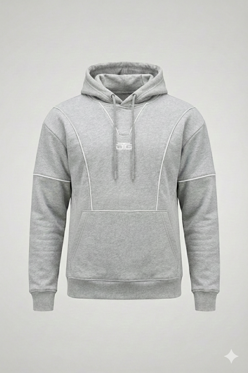 Reflective Piping Hoodie - Grey