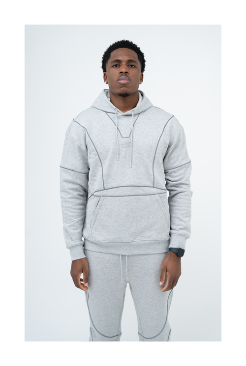 Reflective Piping Hoodie - Grey